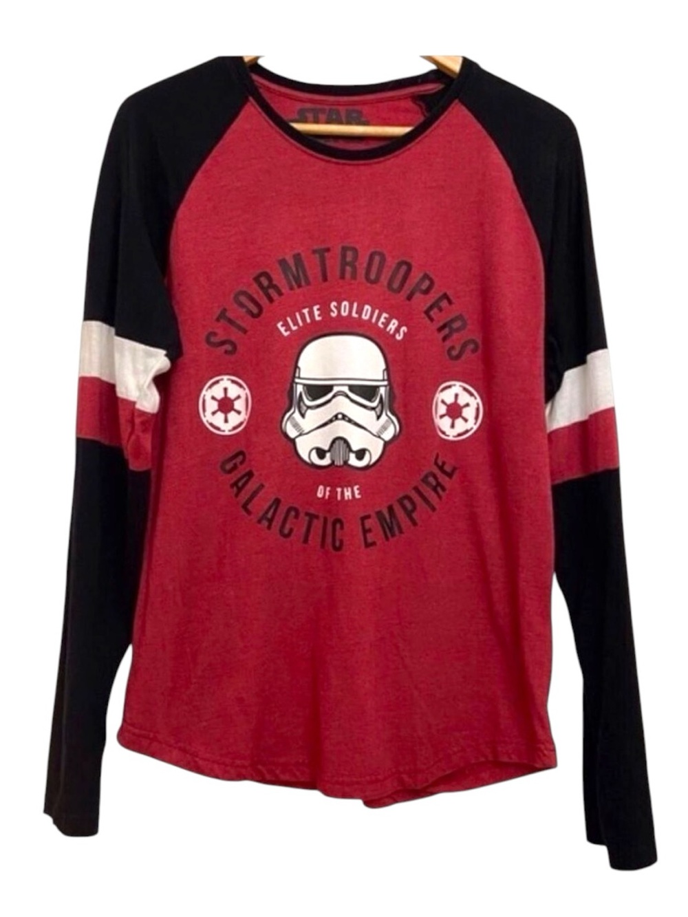 STAR Wars Stormtroopers raglan shirt Elite Soldiers long sleeve red black medium